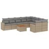 vidaXL 10-delige Loungeset met kussens poly rattan beige