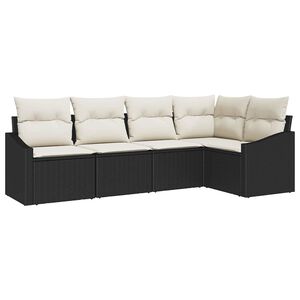 vidaXL Tuinbankenset 5 st Zwart en Wit poly rattan