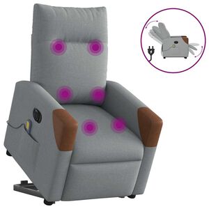 vidaXL Sta-op-massagestoel elektrisch verstelbaar stof lichtgrijs