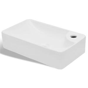 vidaXL Wasbak met kraangat, keramiek, wit