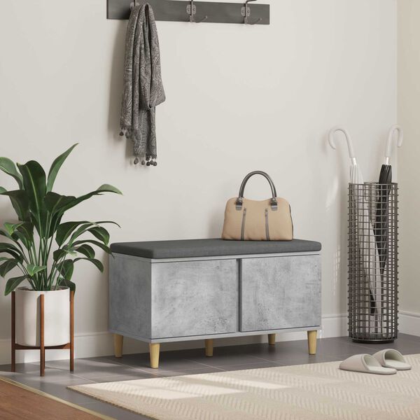 vidaXL Halbank met kussen met opslag Beton Grijs 80 x 38 x 46 cm