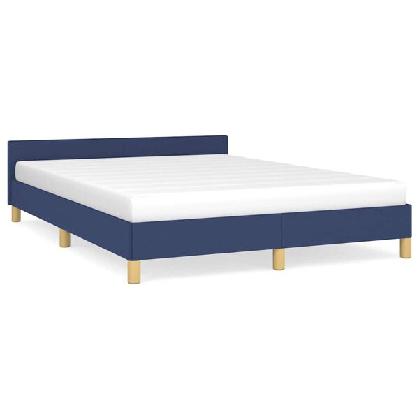 vidaXL Bedframe met hoofdeinde zonder matras 140x200 cm stof blauw
