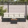 vidaXL Tuinbankenset met opslag 5 pcs Zwart en Cr&egrave;me poly rattan