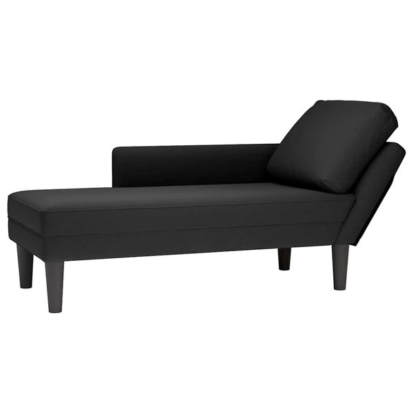 vidaXL Chaise longue met kussen en rechterarmleuning fluweel zwart