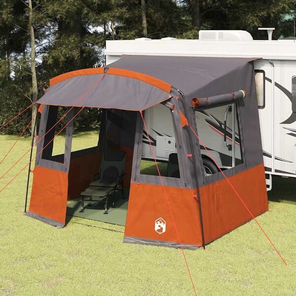 vidaXL Achterkleptent voor Caravan Grijs en Oranje 352 x 250 x 240 cm