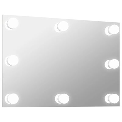 vidaXL Wandspiegel met LED-lampen rechthoekig glas