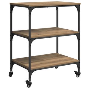 vidaXL Keuken Trolley Artisan Eiken 60 x 41 x 76 cm Bewerkt hout