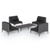 vidaXL 5-delige Loungeset met kussens poly rattan donkergrijs