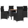 vidaXL Buiten eettafelset 5 st Zwart PE Rattan en Poeder-Coated Staal