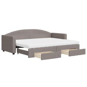 vidaXL Slaapbank met onderschuifbed en lades 80x200 cm stof taupe