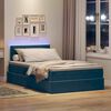 vidaXL Opbergbed met LED met matras Donkerblauw 120 x 200 cm Fluweel