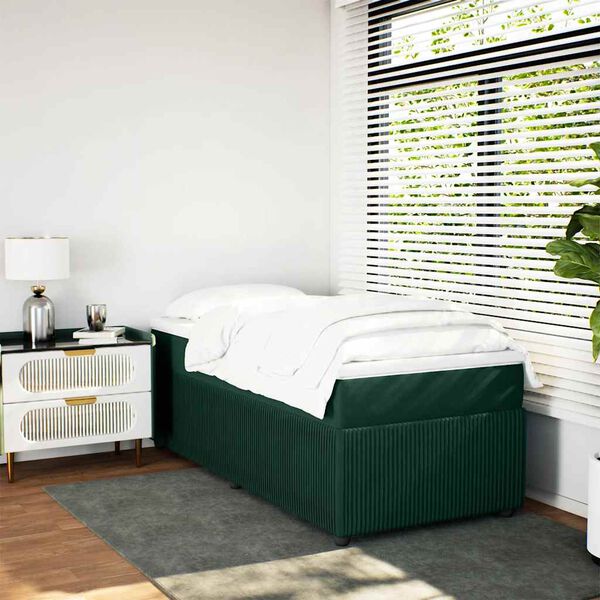 vidaXL Boxspring met matras fluweel donkergroen 90x190 cm
