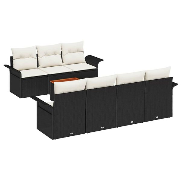vidaXL Tuin Sofa Set met kussen met opslag 8 pcs Zwart en Cr&egrave;me