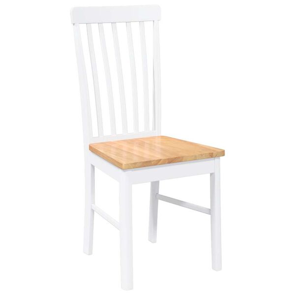 vidaXL Eetkamerstoelen met kussens 2 st massief hout rubber wit