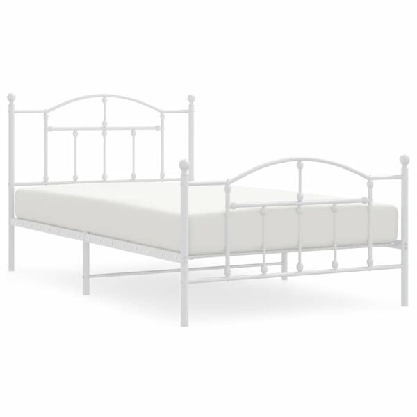 vidaXL Bedframe met hoofd- en voeteneinde metaal wit 100x200 cm
