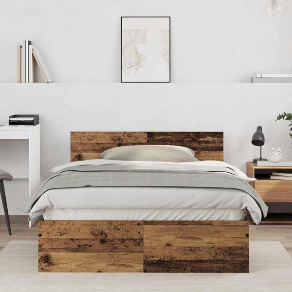 vidaXL Bedframe met hoofdeinde Oud Hout 203 x 185 x 70 cm Bewerkt hout