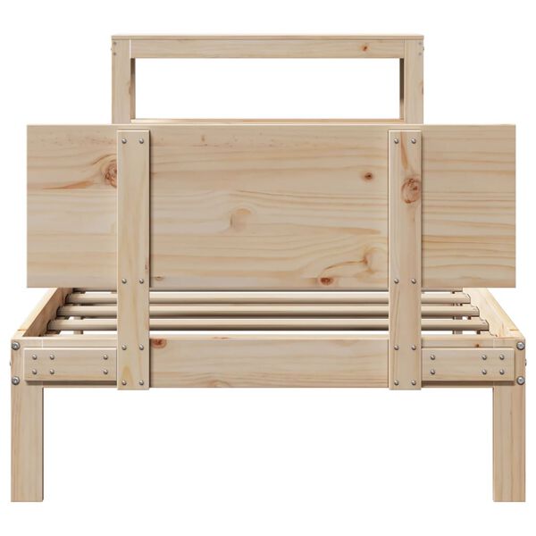 vidaXL Bedframe met hoofdbord massief grenenhout 75x190 cm