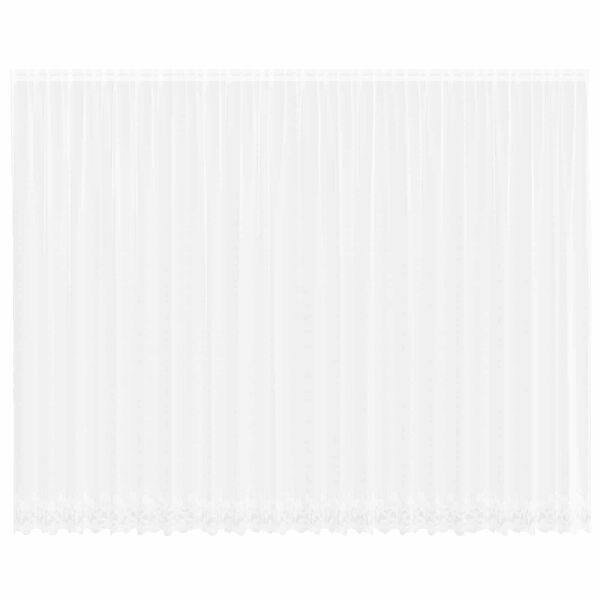 vidaXL Kantgordijn met gordijnen Bloemen Wit 280 x 600 cm Polyester