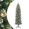 vidaXL Kunstmatige slanke kerstboom Groen en Wit 240 cm