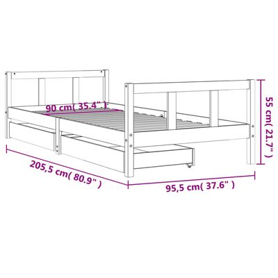 vidaXL Kinderbedframe 90x200 cm massief grenenhout