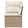 vidaXL Tuinhoekbank met kussens poly rattan beige