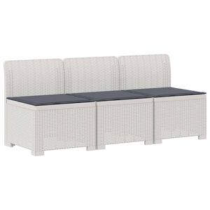 vidaXL 3-zits tuinbank met kussens in rattanlook PP Wit