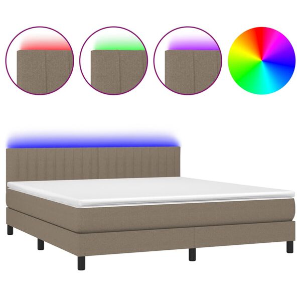 vidaXL Boxspring met matras en LED stof taupe 160x200 cm