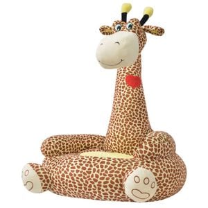 vidaXL Kinderstoel pluche giraffe bruin