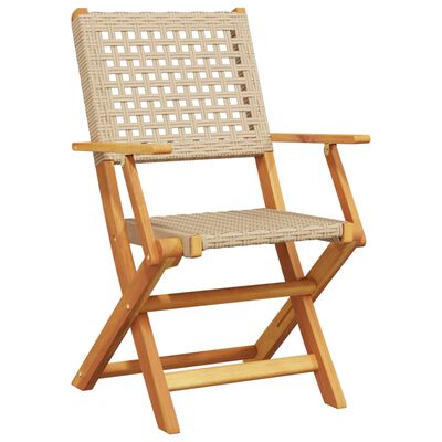 vidaXL Tuinstoelen 2 st massief acaciahout en poly rattan beige