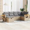 vidaXL 6-delige Loungeset met kussens poly rattan beige