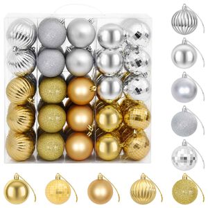 vidaXL Kerstballen set 75 st Zilver- en goudkleurig 6 cm Polystyreen