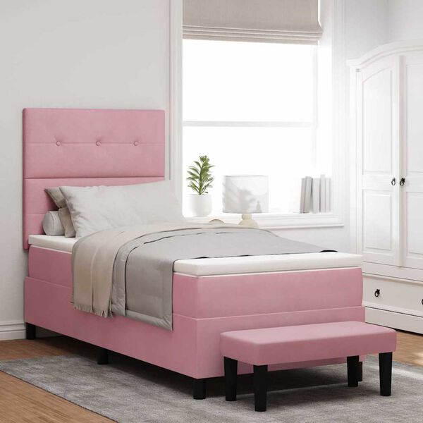 vidaXL Boxspring bed met matras Roze 90 x 190 cm Fluweel