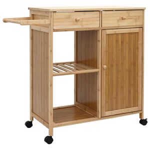 vidaXL Keukentrolley met Wielen Naturel 90,5 x 36 x 86,5 cm Bamboe
