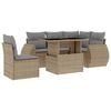 vidaXL 6-delige Loungeset met kussens poly rattan beige