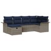 vidaXL Tuin Sofa Set met kussen 6 pcs Grijs en Marineblauw poly rattan