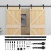 vidaXL Schuifdeur 2 st 90 x 210 cm Massief grenenhout Naturel en Zwart