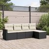 vidaXL 5-delige Loungeset met kussens poly rattan zwart