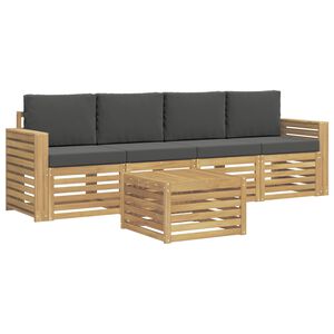 vidaXL Buiten bankenset 5 st Wit en antracietkleurig Polyester