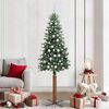 vidaXL Slanke Kerstboom Groen 210 cm PVC en massief dennenhout