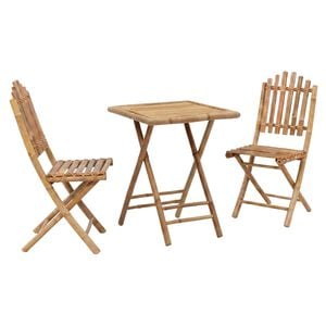 vidaXL Vouwbare tuin eetset 3 st Naturel Bamboe