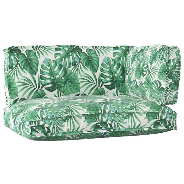vidaXL Pallet Kussen Set Bloemen 3 pcs Groen Bladpatroon Oxford Stof