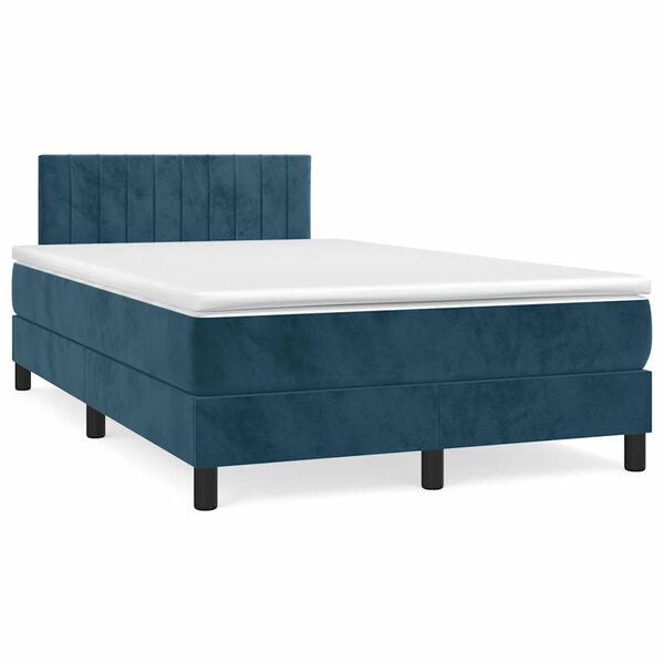 vidaXL Boxspring met matras fluweel donkerblauw 120x190 cm