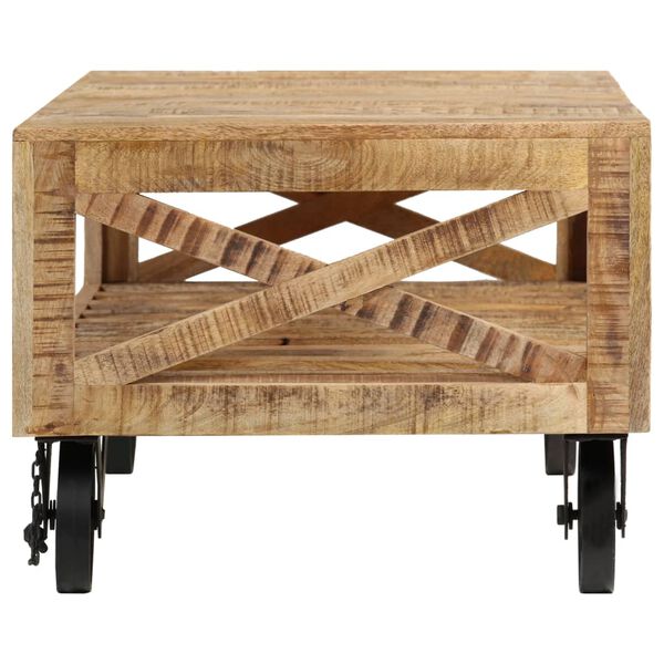 vidaXL Salontafel op wieltjes 110x50x37 cm massief mangohout