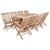 vidaXL Tuinmeubelset 9 st Naturel Massief Teakhout
