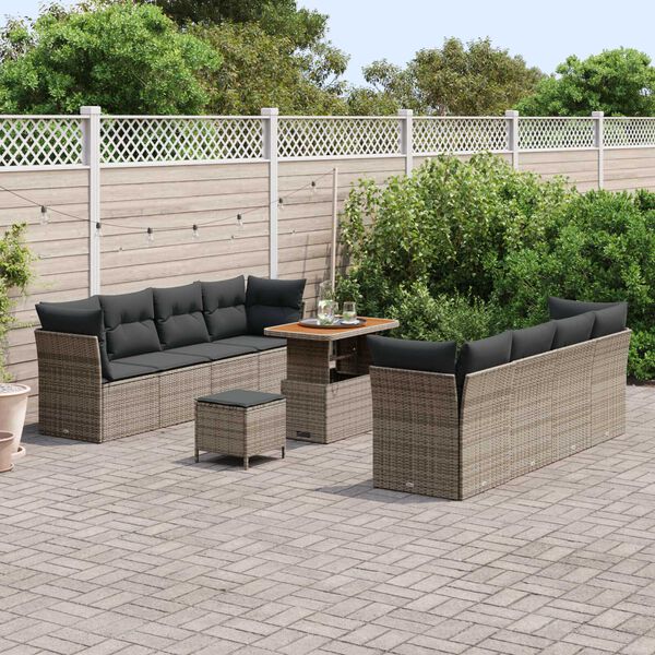 vidaXL Tuin Sofa Set 11 pcs Grijs Poly rattan en gepoedercoat staal