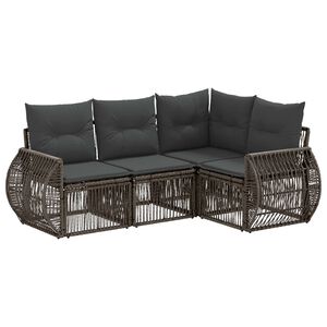 vidaXL Tuinbankenset 4 st 4-zits Grijs en Donkergrijs poly rattan