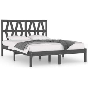 vidaXL Bedframe massief grenenhout grijs 200x200 cm