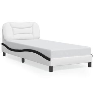 vidaXL Bedframe zonder matras "Hvar" kunstleer wit en zwart 90x200 cm