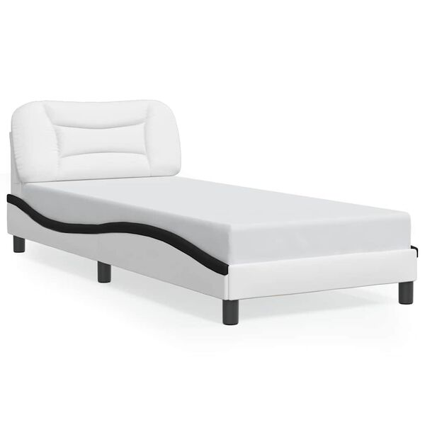 vidaXL Bedframe zonder matras "Hvar" kunstleer wit en zwart 90x200 cm