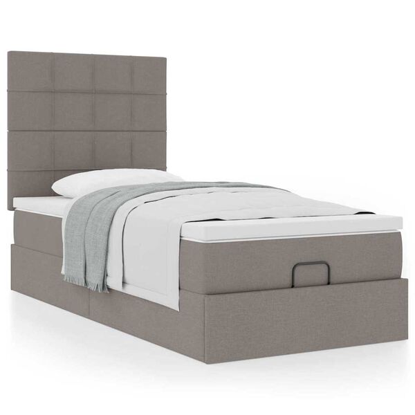 vidaXL Bed met matras 100x200 cm stof taupe
